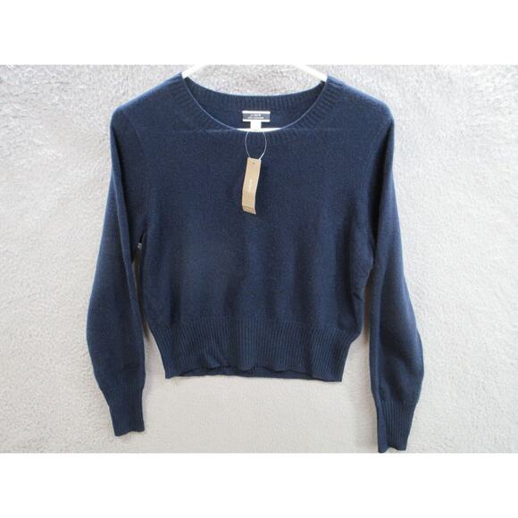 NWT J.Crew Cashmere Shrunken V-neck Sweater in Navy Blue Pullover Women Medium